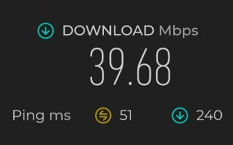 Speedtest result at Hougang Sport Centre — 39.68 Mbps download on the TP-Link Archer MR500 4G+ Router
