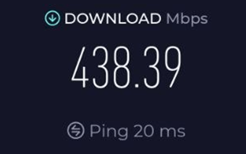 Speedtest result at Marine Parade Central — 438.39 Mbps download on the TP-Link Archer NX500 5G Router
